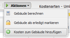 Screenshot der Schaltfläche Kosten zum Gebäude hinzufügen unter Aktionen